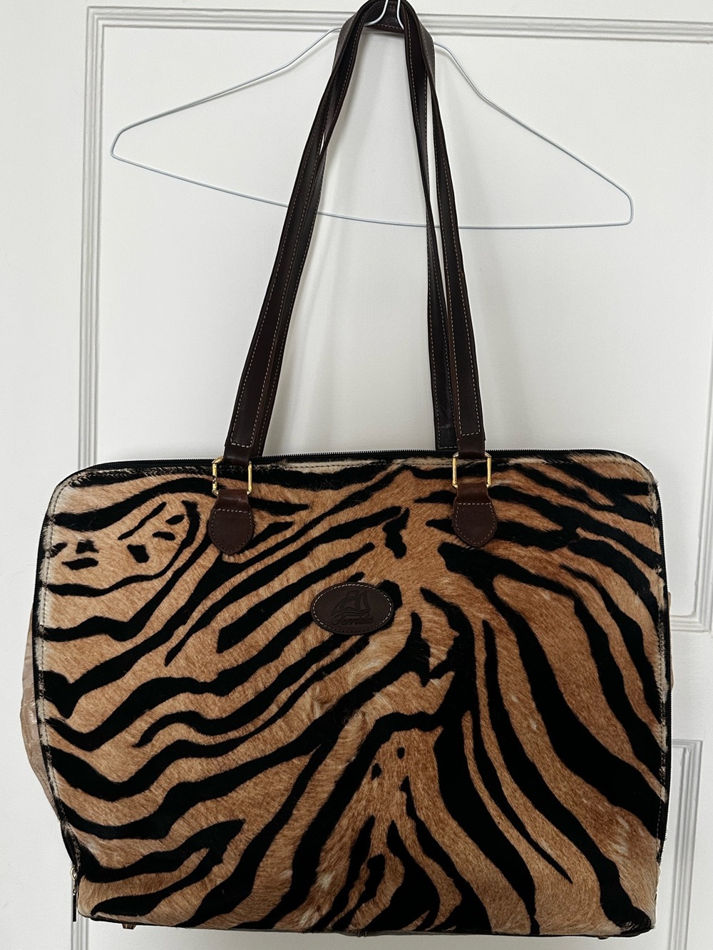 Terrida Tiger-Print Genuine Leather Large Tote Bag | Made in Italy